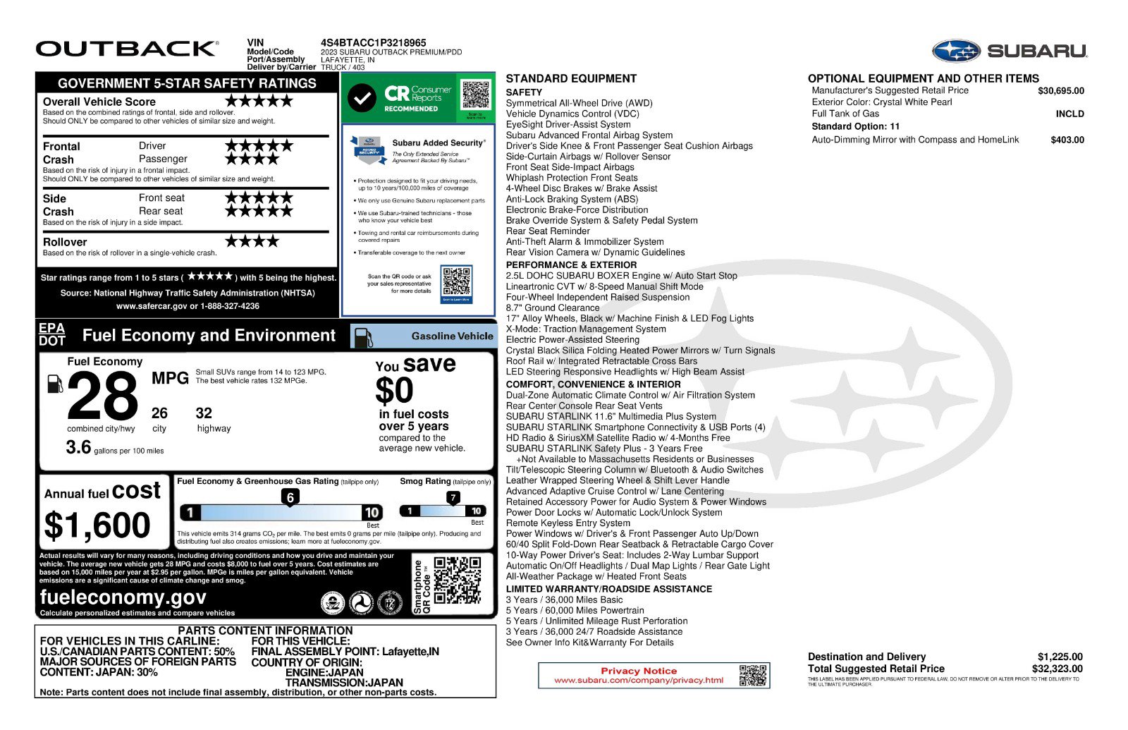 Used 2023 Subaru Outback Premium image 11