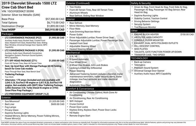 Used 2019 Chevrolet Silverado 1500 LTZ w/ LTZ Convenience Package AWD/4WD image 15