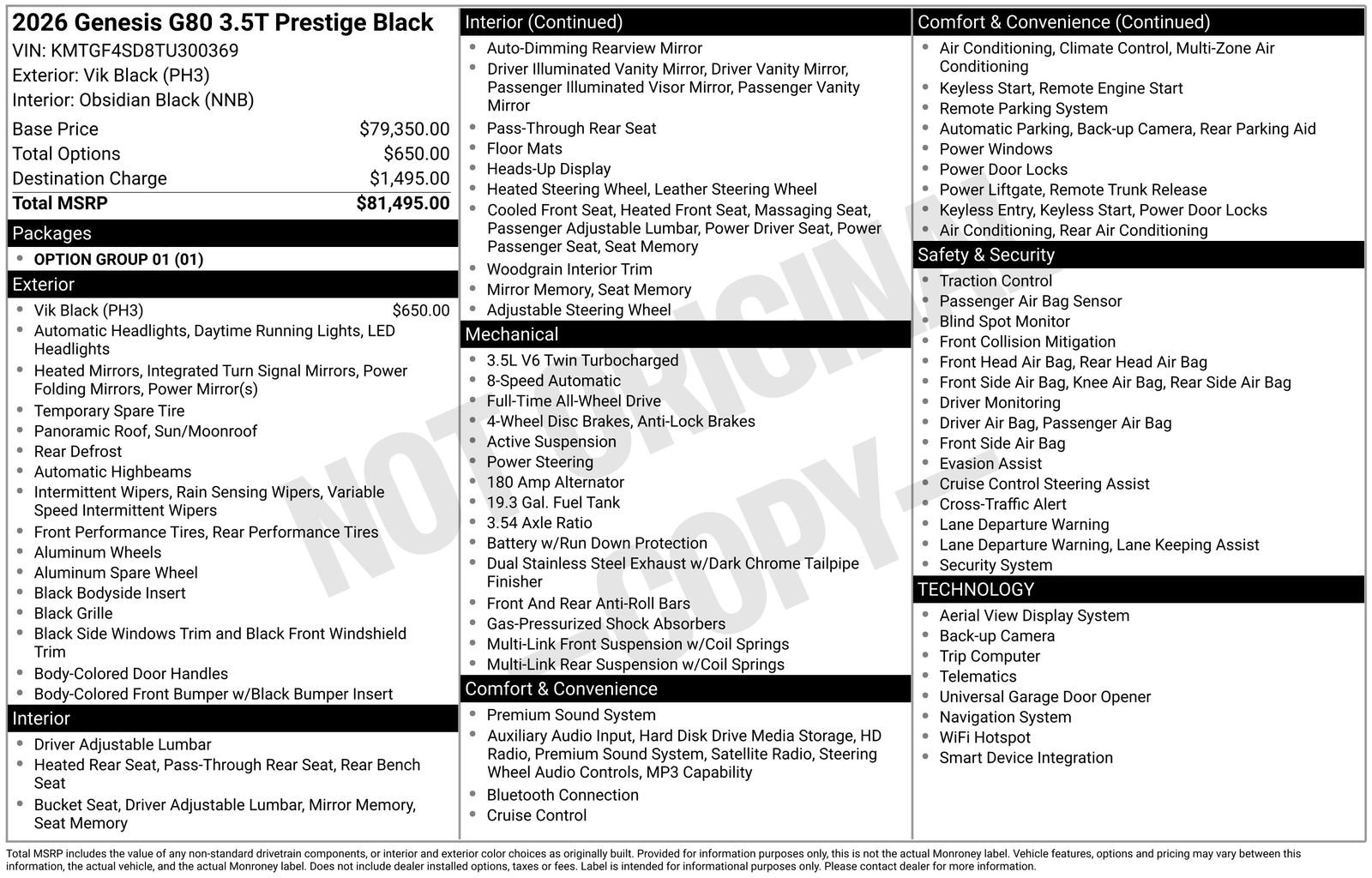 Used 2026 Genesis G80 3.5T Prestige image 36