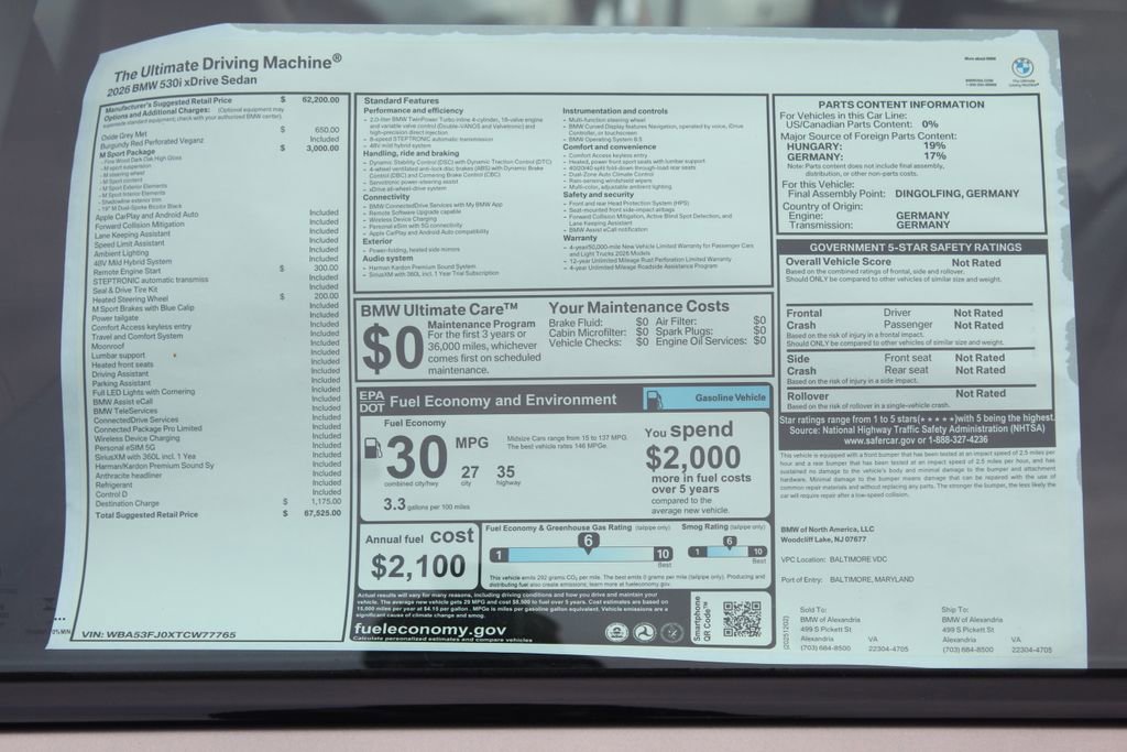 Used 2026 BMW 530i xDrive w/ M Sport Package AWD/4WD image 2