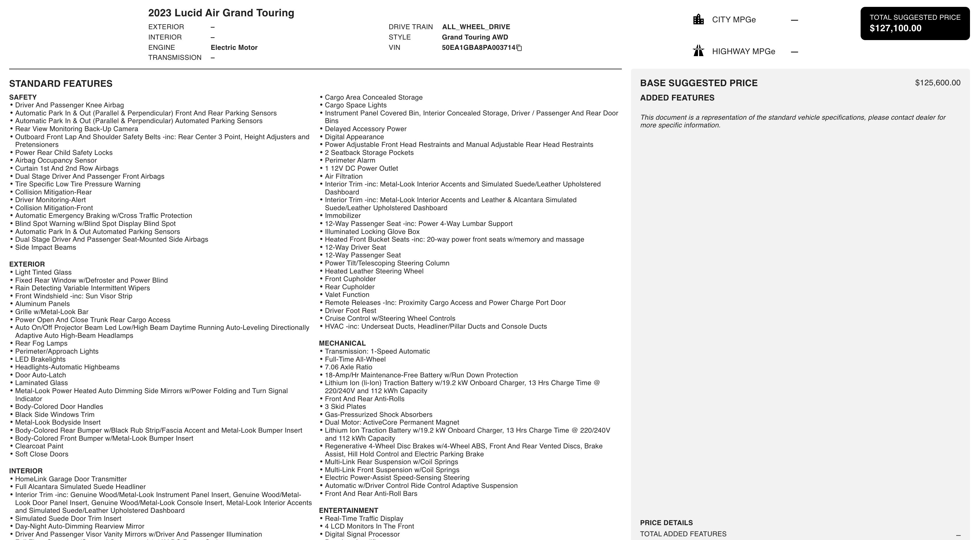 Used 2023 Lucid Air Grand Touring image 2