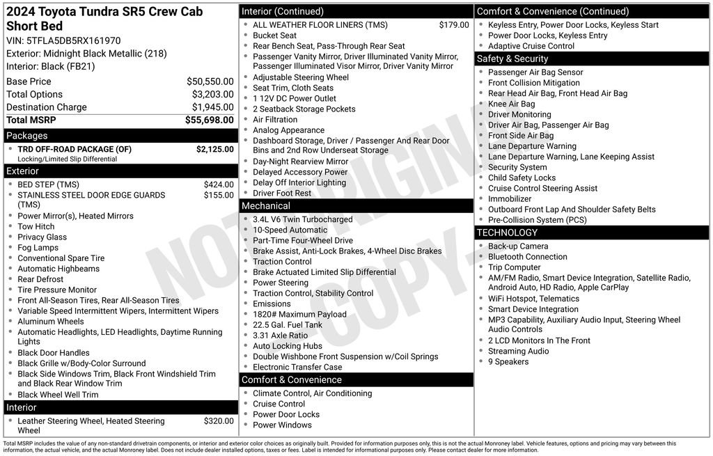 Used 2024 Toyota Tundra SR5 w/ TRD Off-Road Package AWD/4WD image 28