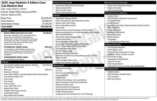 Used 2020 Jeep Gladiator Sport w/ Quick Order Package 24S image 20