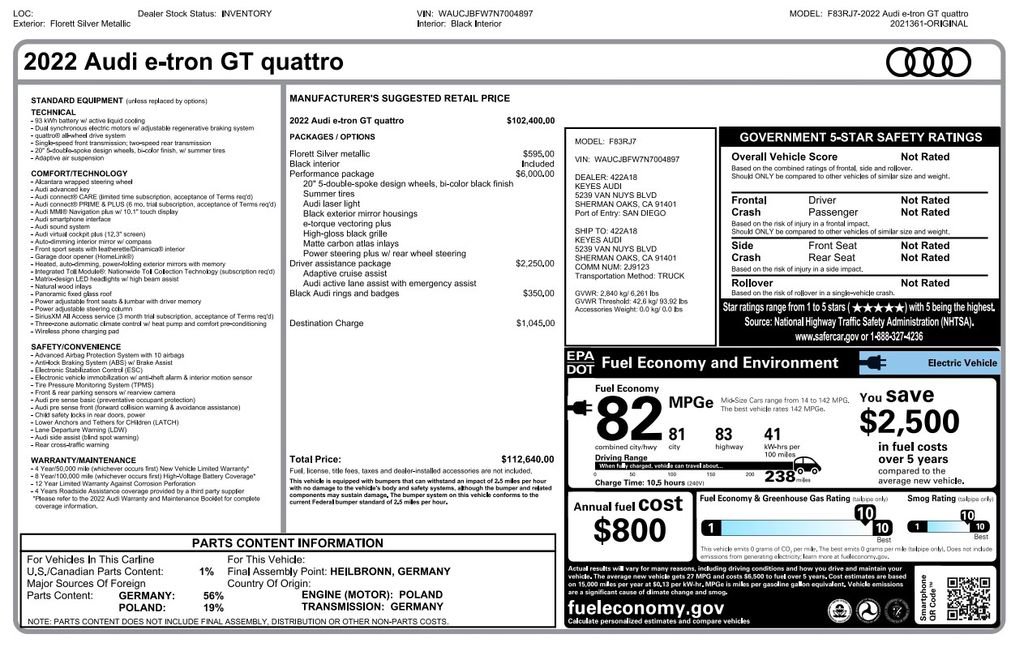 Used 2022 Audi e-tron GT Premium Plus w/ Performance Package AWD/4WD image 3