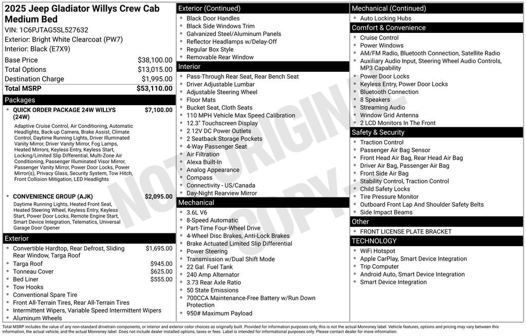 New 2025 Jeep Gladiator Sport AWD/4WD image 6