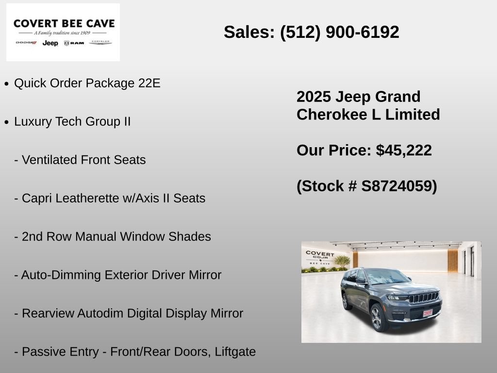New 2025 Jeep Grand Cherokee L Limited w/ Luxury Tech Group II RWD image 7