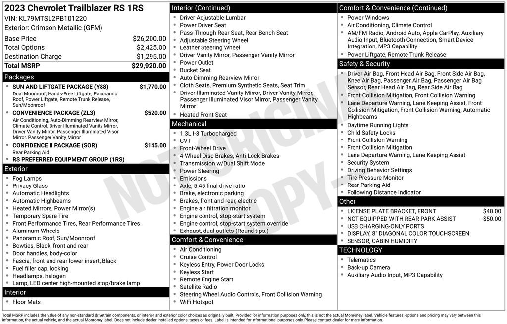 Used 2023 Chevrolet TrailBlazer RS w/ Sun and Liftgate Package image 4