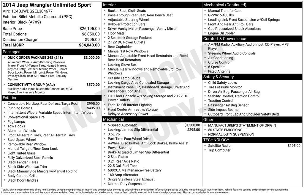 Used 2014 Jeep Wrangler Unlimited Sport w/ Quick Order Package 24S image 5