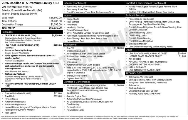New 2026 Cadillac XT5 Premium Luxury w/ Driver Assist Package image 27