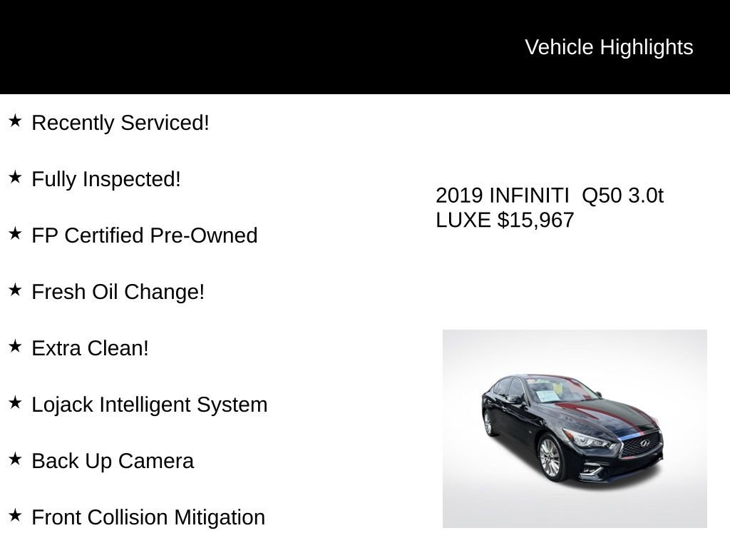 Used 2019 INFINITI Q50 Luxe w/ Essential Package (3.0T Luxe) image 2