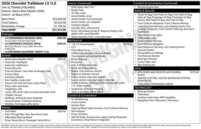 New 2026 Chevrolet TrailBlazer LS w/ LS Convenience Package FWD image 27