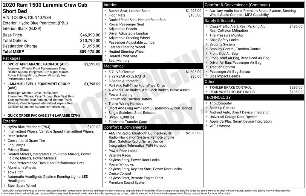 Certified 2020 RAM 1500 Laramie w/ Sport Appearance Package AWD/4WD image 28