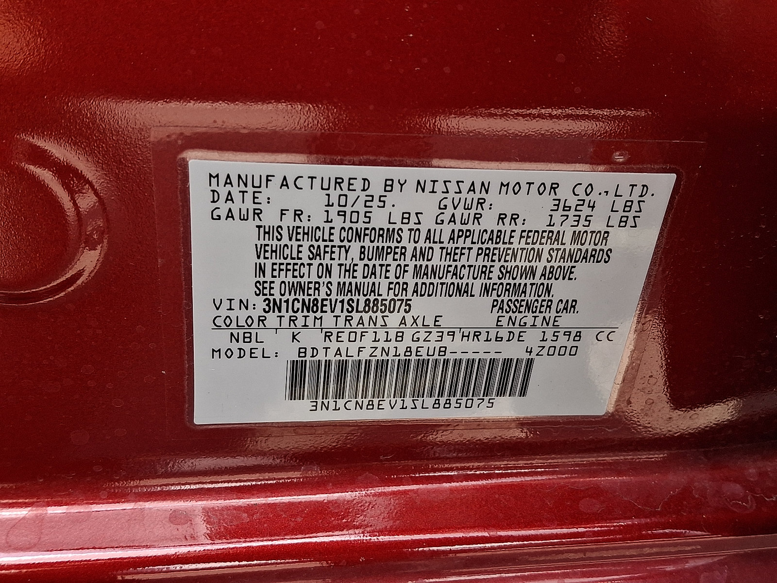Certified 2025 Nissan Versa SV w/ Trunk Package FWD image 29