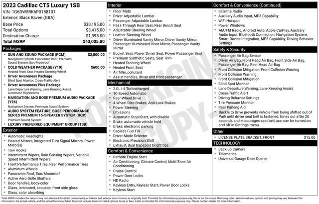 Certified 2023 Cadillac CT5 Luxury w/ Sun And Sound Package RWD image 35