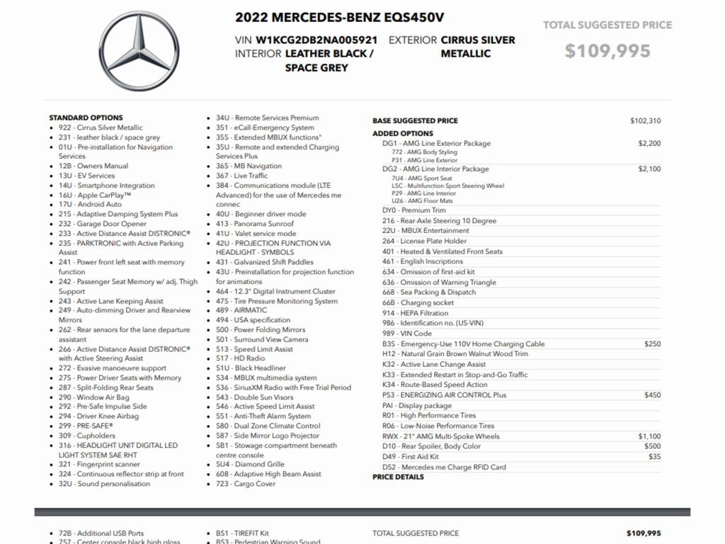 Used 2022 Mercedes-Benz EQS 450+ Sedan image 2