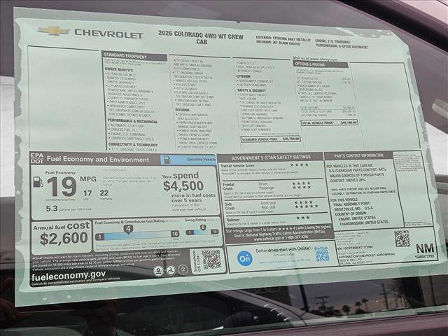 New 2026 Chevrolet Colorado W/T w/ WT Custom Package image 16