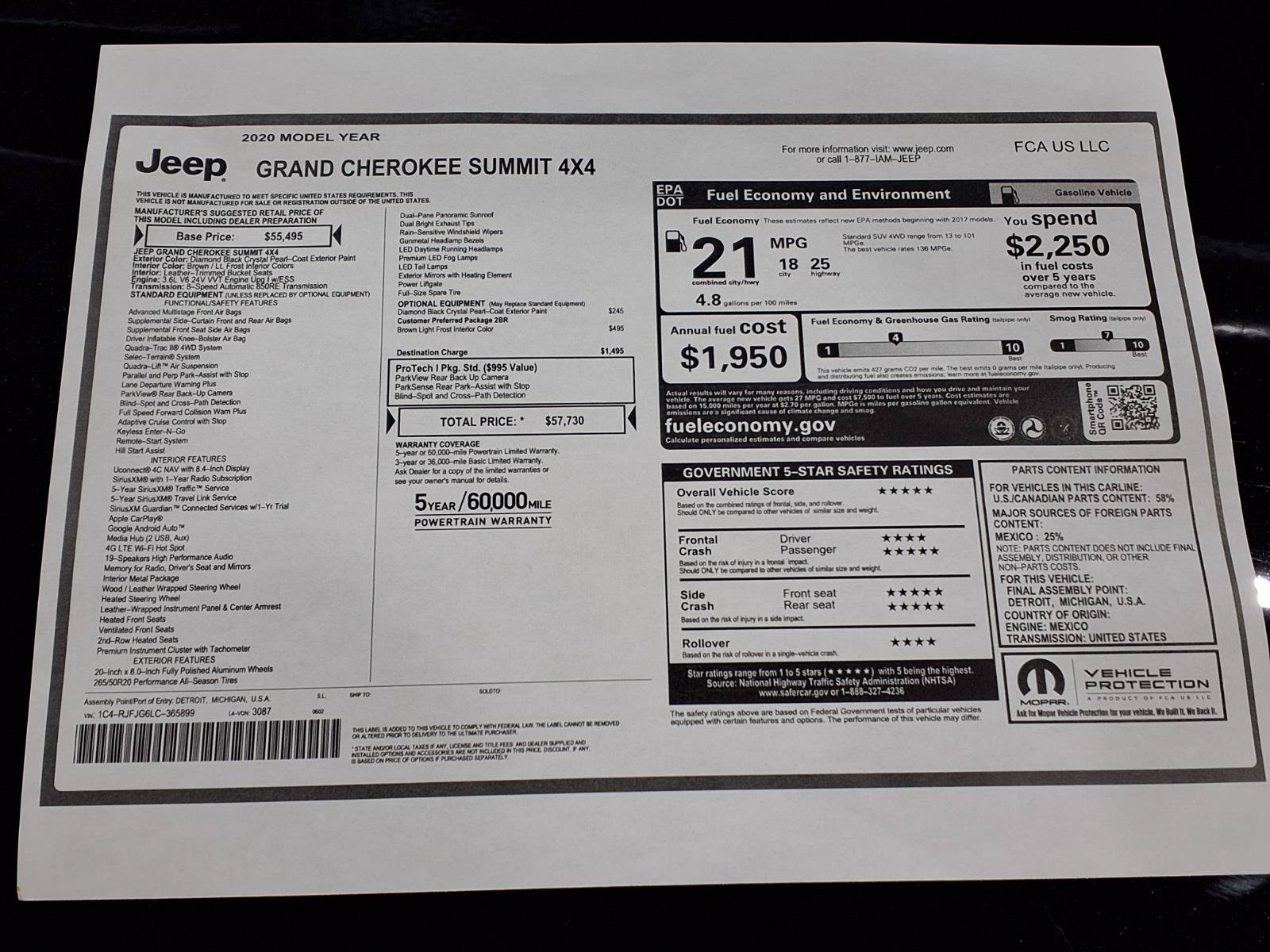 Certified 2020 Jeep Grand Cherokee Summit AWD/4WD image 25