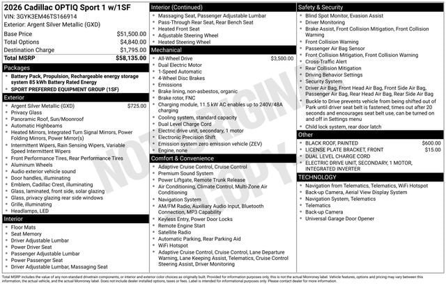 New 2026 Cadillac Optiq Sport 1 AWD/4WD image 28