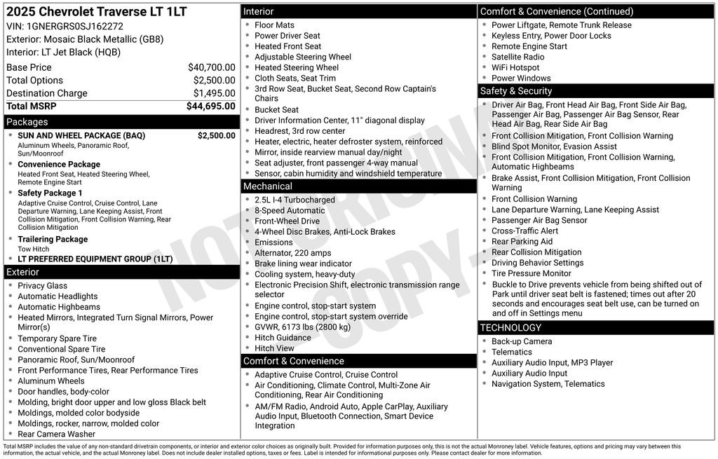 Used 2025 Chevrolet Traverse LT w/ Sun and Wheel Package image 37