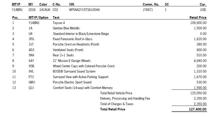 New 2026 Porsche Taycan AWD/4WD image 6