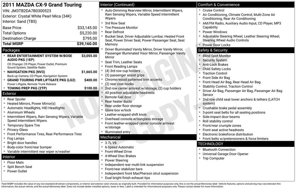 Used 2011 MAZDA CX-9 Grand Touring image 8