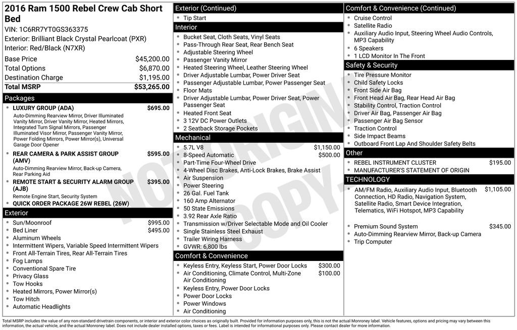 Used 2016 RAM 1500 Rebel w/ Luxury Group AWD/4WD image 6