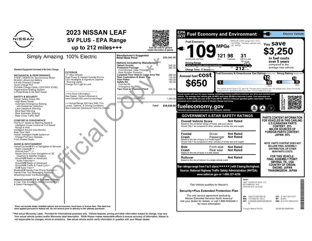 Certified 2023 Nissan Leaf SV Plus w/ Protection Package FWD image 3