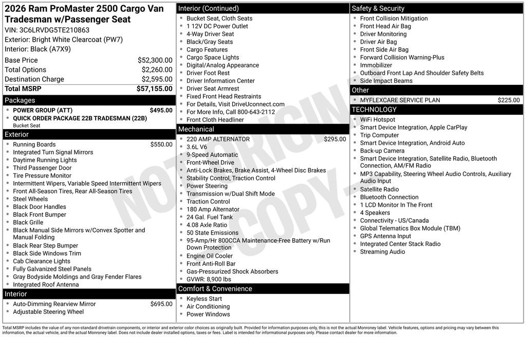 New 2026 RAM ProMaster 2500 w/ Power Group FWD image 6