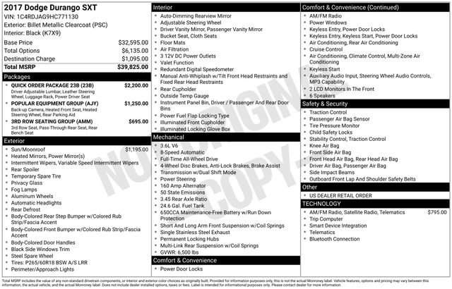 Used 2017 Dodge Durango SXT w/ Quick Order Package 23B AWD/4WD image 36