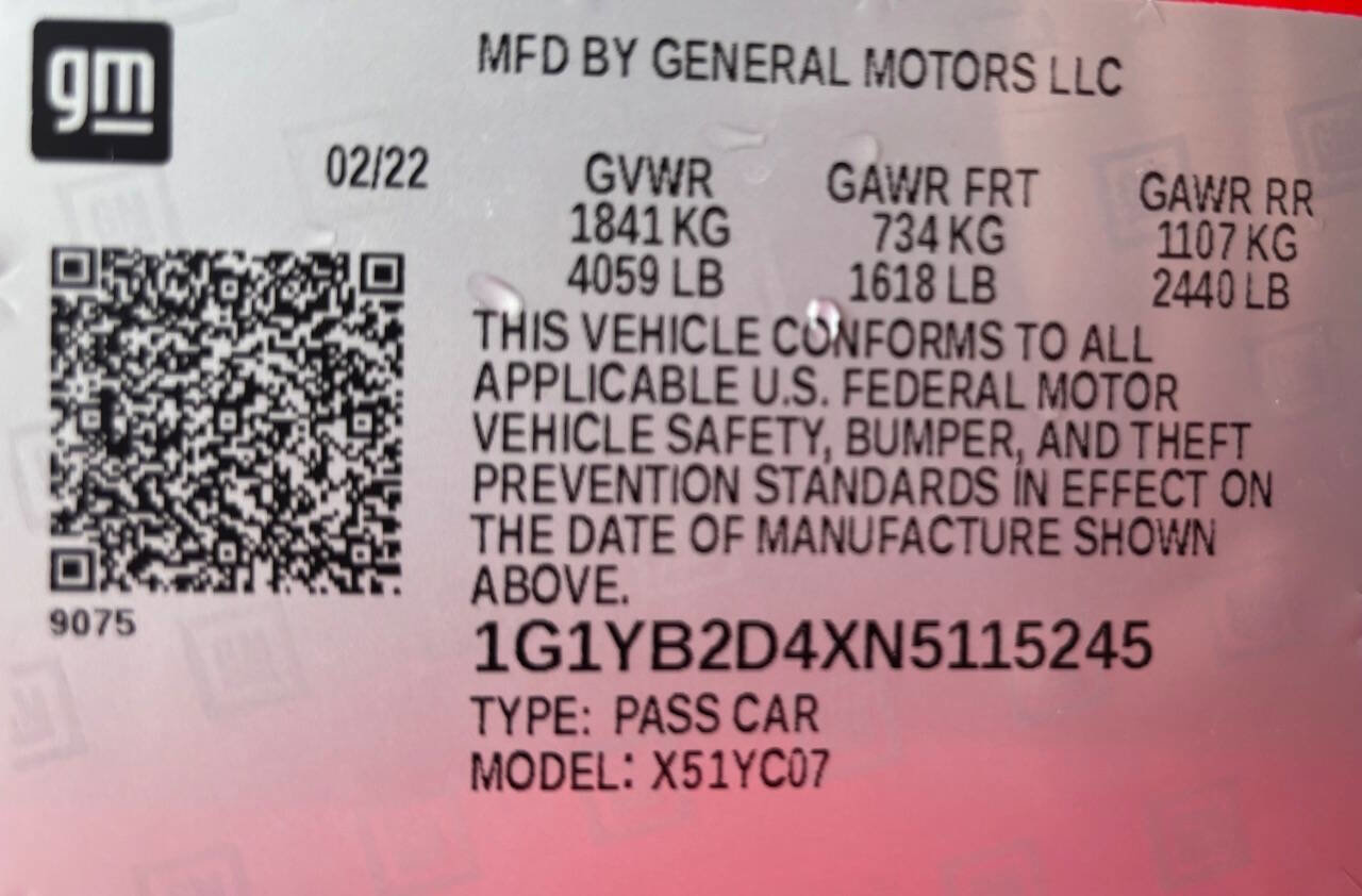 Used 2022 Chevrolet Corvette Stingray Preferred Cpe w/ Z51 Performance Package image 37