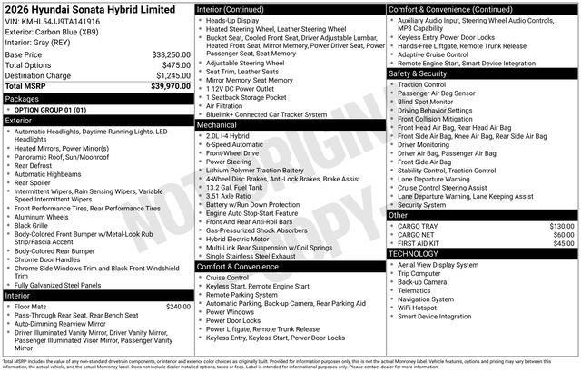 New 2026 Hyundai Sonata Limited FWD image 40
