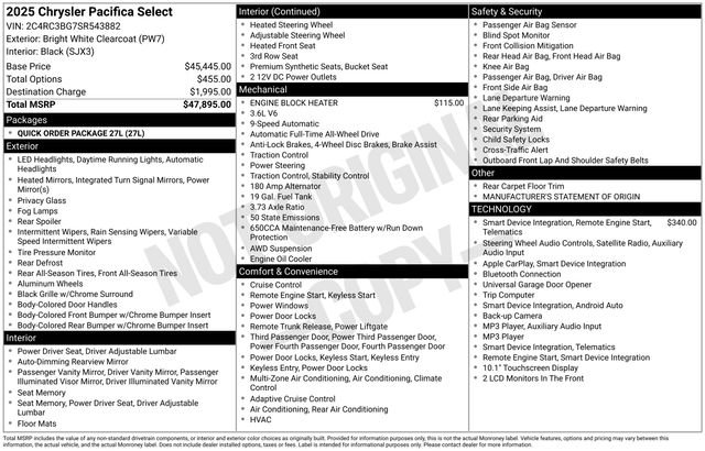 Used 2025 Chrysler Pacifica Select AWD/4WD image 15