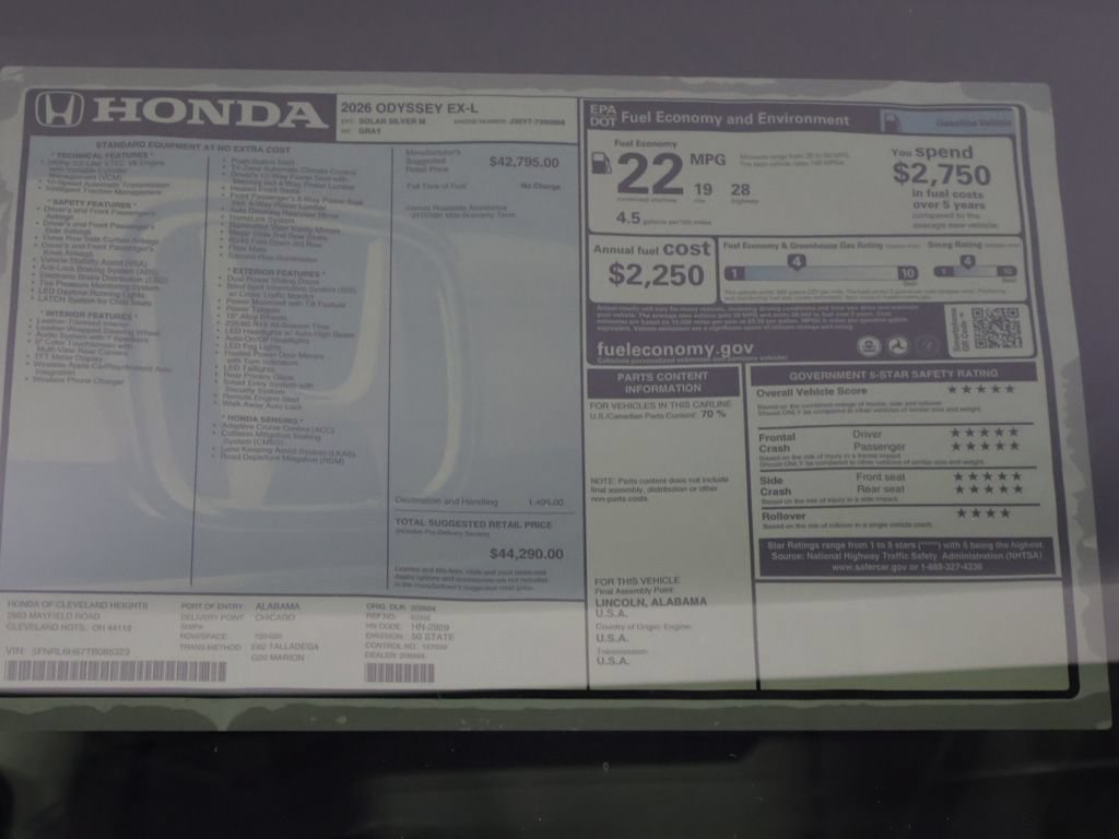 New 2026 Honda Odyssey EX-L image 25