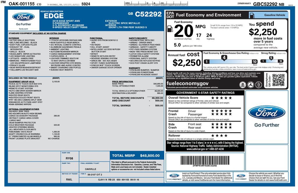 Used 2016 Ford Edge Sport w/ Equipment Group 401A AWD/4WD image 36