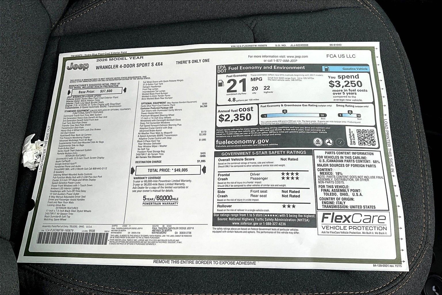 New 2026 Jeep Wrangler Sport S image 12