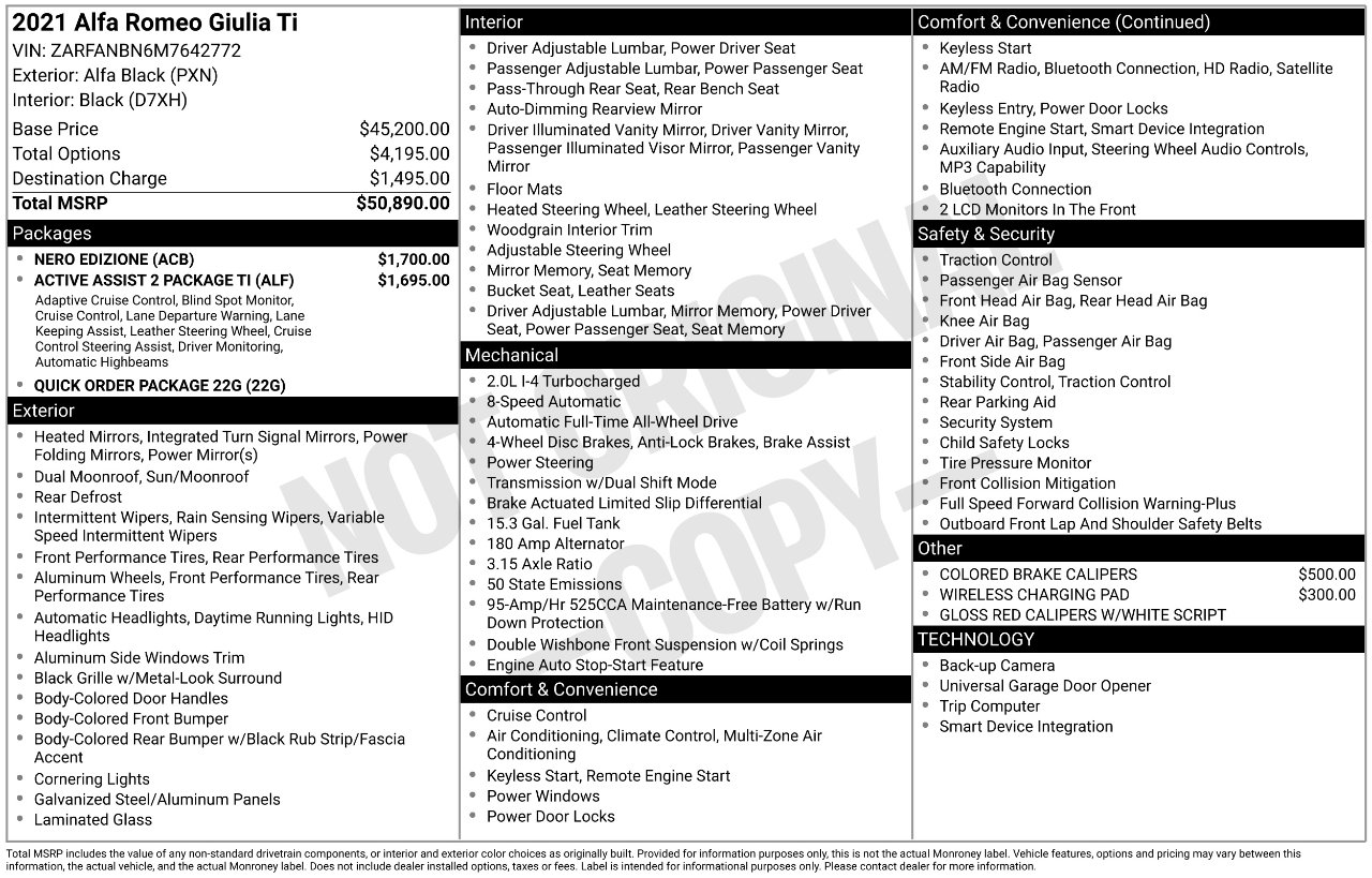 Used 2021 Alfa Romeo Giulia Ti w/ Nero Edizione image 3