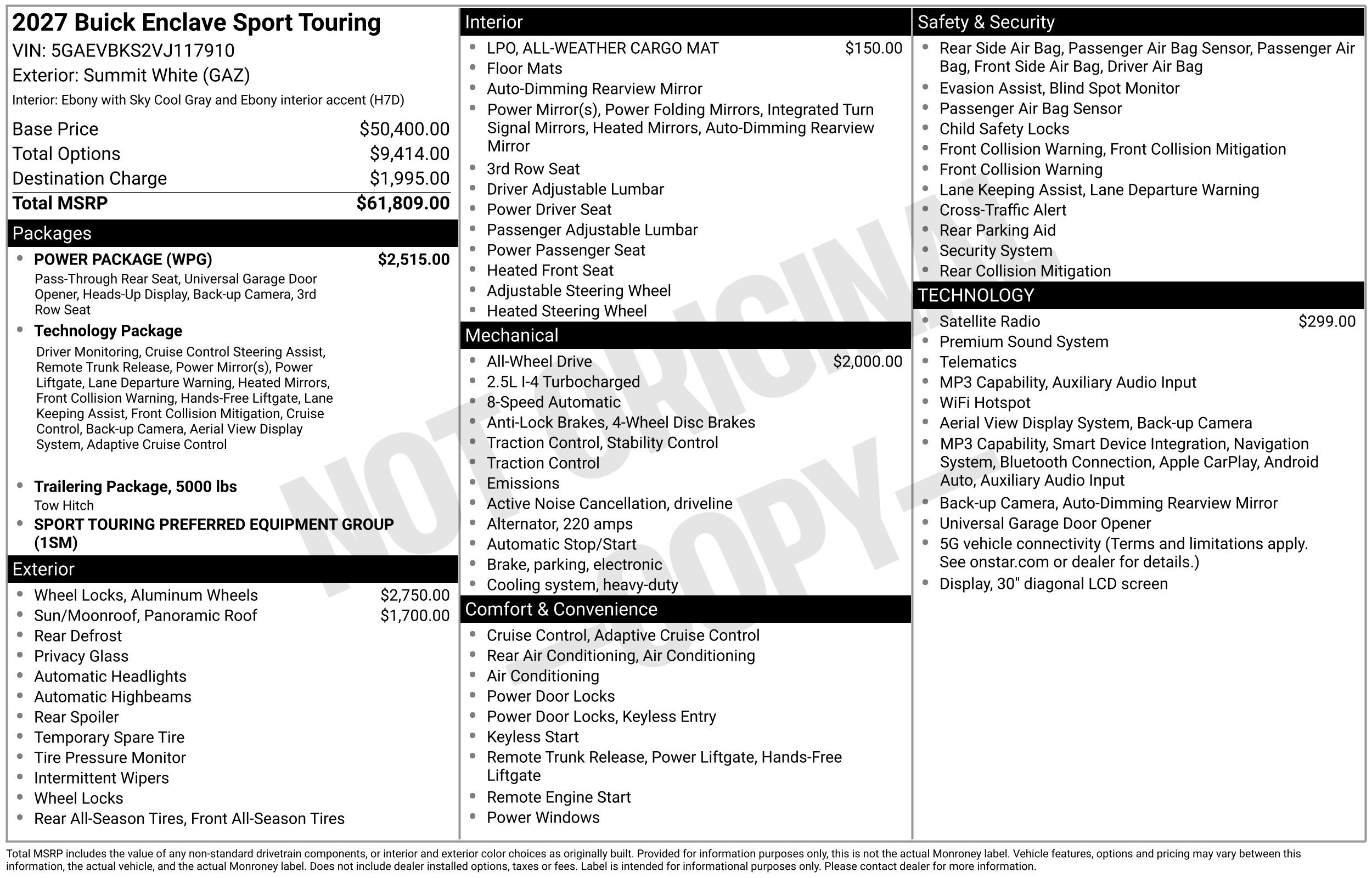 New 2027 Buick Enclave Sport Touring w/ Power Package AWD/4WD image 3