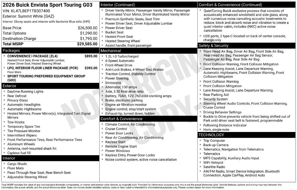 New 2026 Buick Envista Sport Touring w/ Convenience I Package FWD image 23