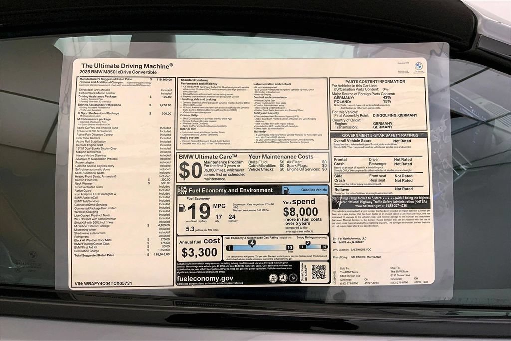 New 2026 BMW M850i xDrive Convertible w/ M Carbon Exterior Package AWD/4WD image 12
