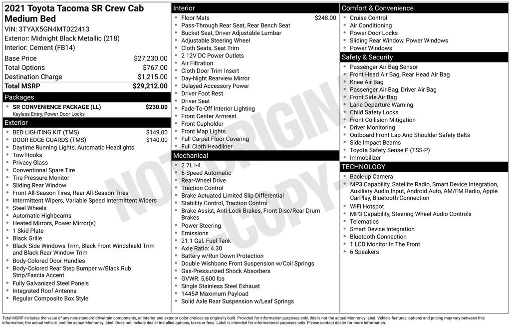 Used 2021 Toyota Tacoma SR w/ SR Convenience Package RWD image 42
