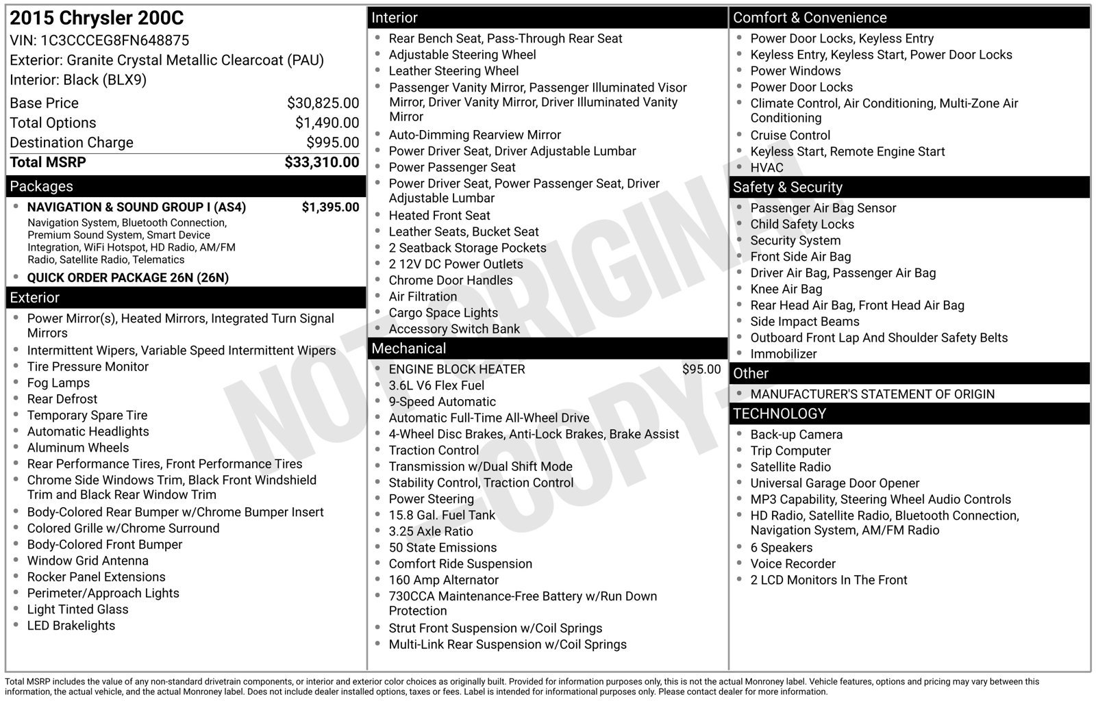 Used 2015 Chrysler 200 C w/ Navigation & Sound Group I AWD/4WD image 7