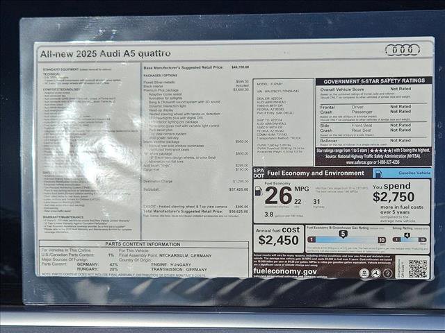 New 2025 Audi A5 2.0T Premium Plus image 17
