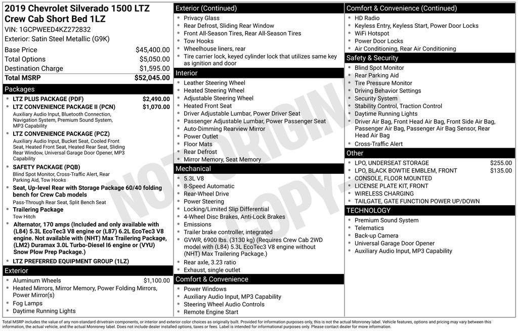 Used 2019 Chevrolet Silverado 1500 LTZ w/ LTZ Plus Package image 42