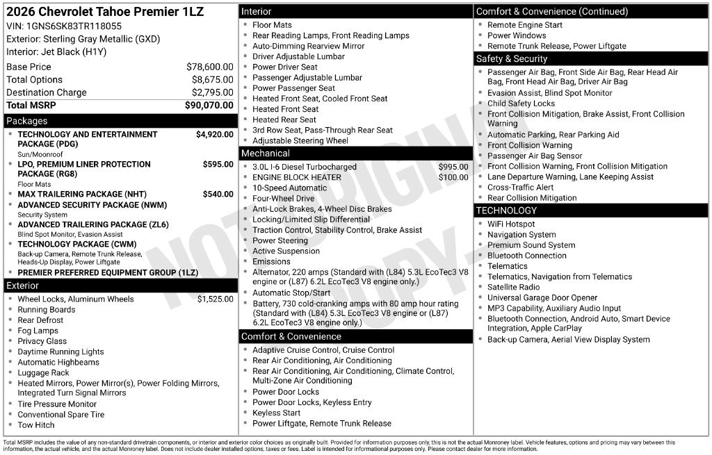 New 2026 Chevrolet Tahoe Premier AWD/4WD image 24