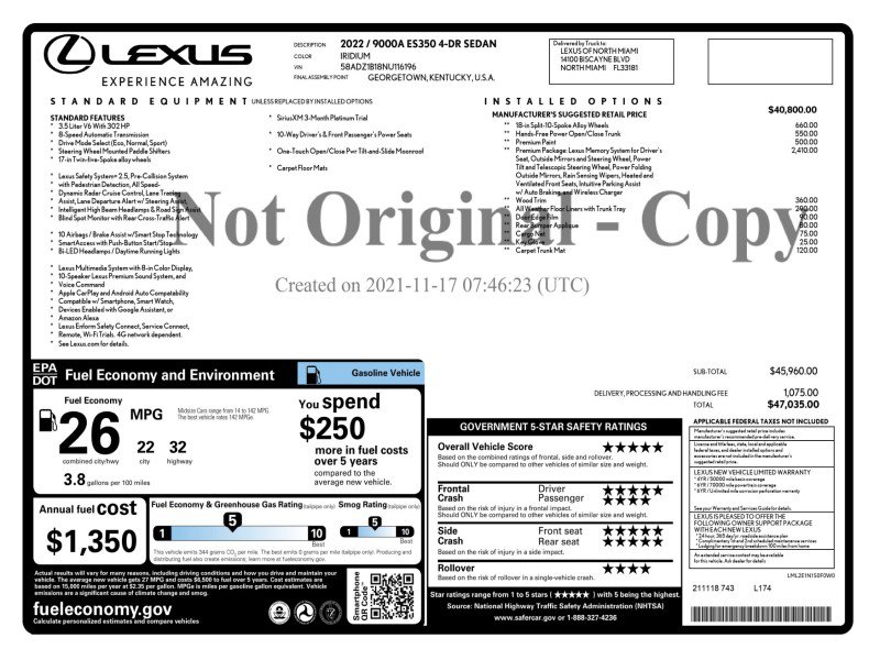 Used 2022 Lexus ES 350 w/ Premium Package image 35