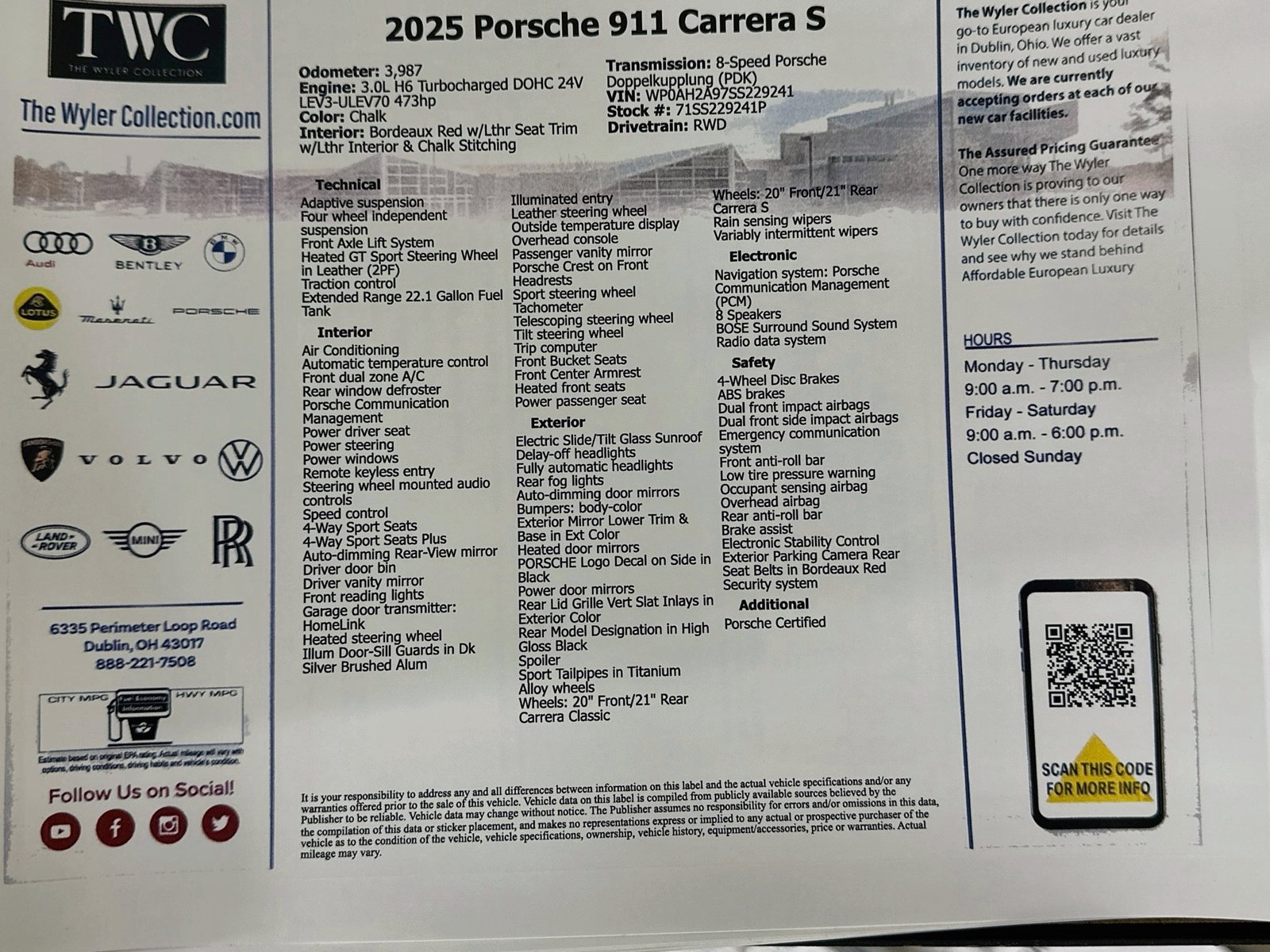 Certified 2025 Porsche 911 Carrera S w/ Sportdesign Package RWD image 45