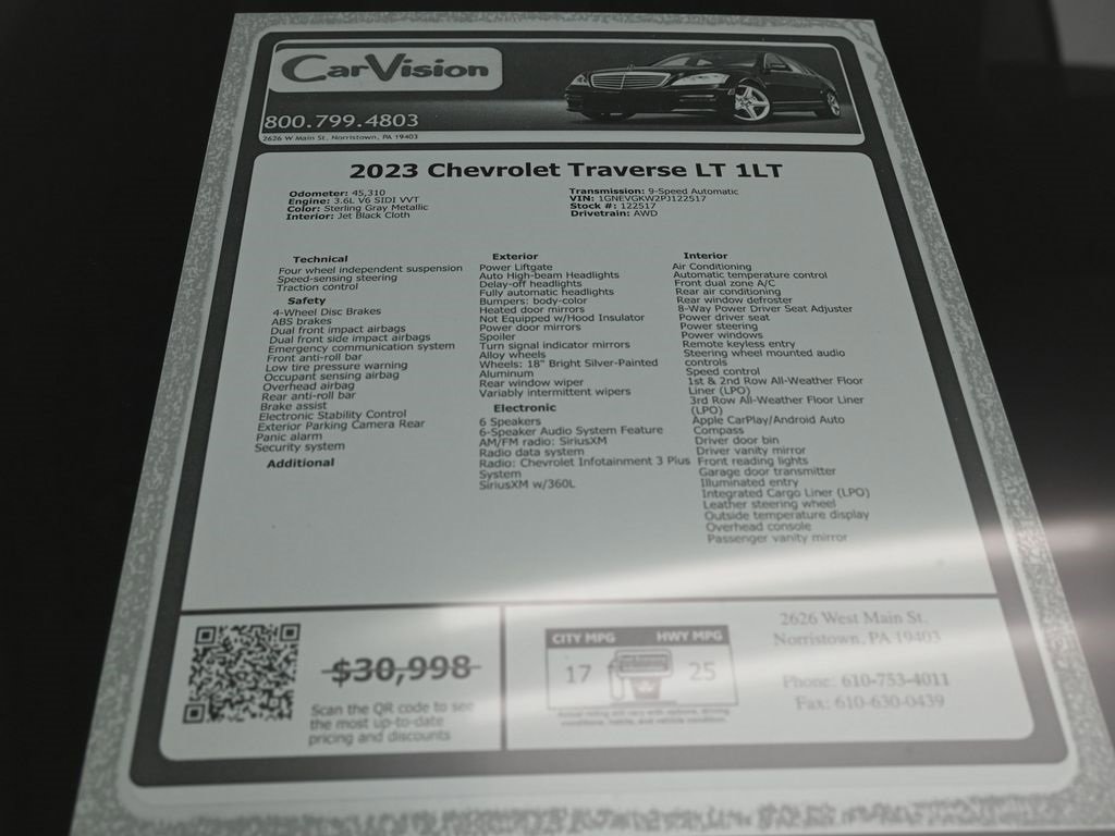 Used 2023 Chevrolet Traverse LT w/ LPO, Floor Liner Package image 42