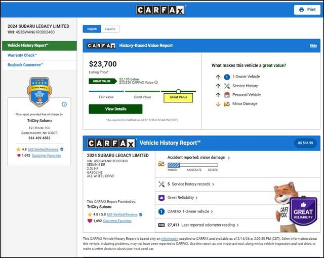 Used 2024 Subaru Legacy Limited image 12