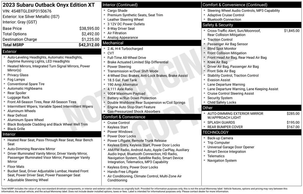 Used 2023 Subaru Outback Onyx Edition XT image 2