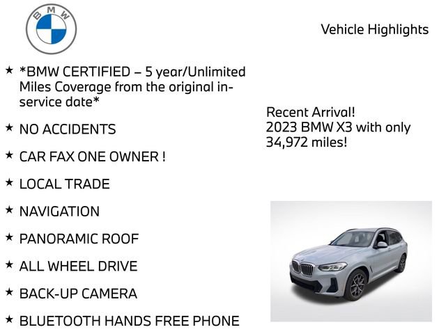 Certified 2023 BMW X3 xDrive30i w/ M Sport Package image 4